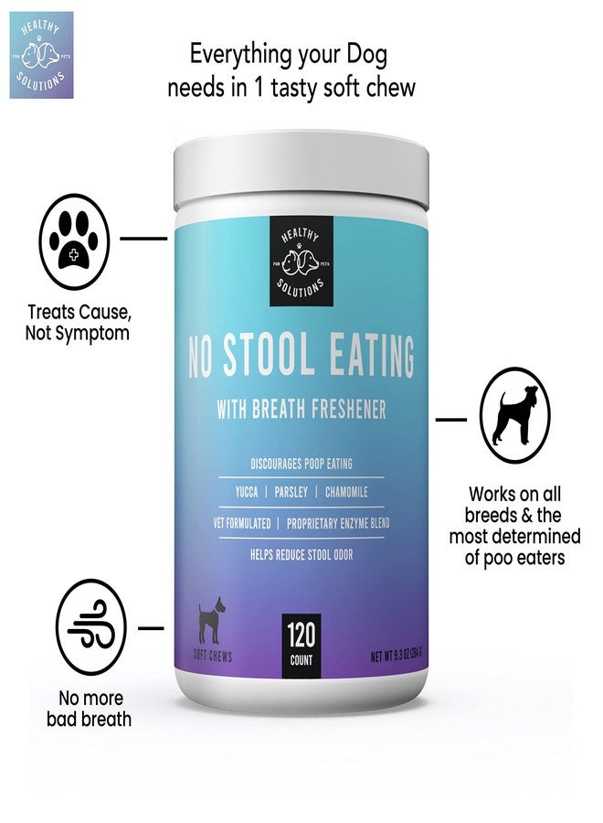 هيلثي سيلوشنز فور بيتس رادع للكلاب التي تأكل البراز - مضغ كوبروفاجيا نو بو يمنع الكلب من أكل البراز - مضغ معزز بمُنعش للفم، وإنزيمات، وبروبيوتيك للمساعدة في تخفيف هذه العادة السيئة والتخلص منها | 120 قطعة - Image 2